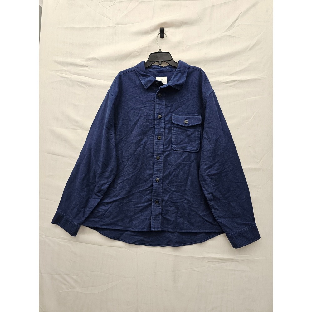 Goodfellow & Co‎ Mens Moleskin Button Down Shirt Blue Cotton Casual Size XXL